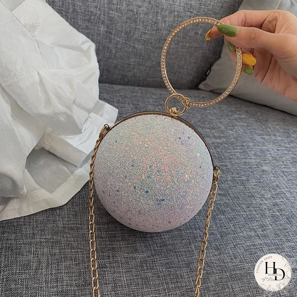 Pink Fashion Patchwork Round Crossbody Bag