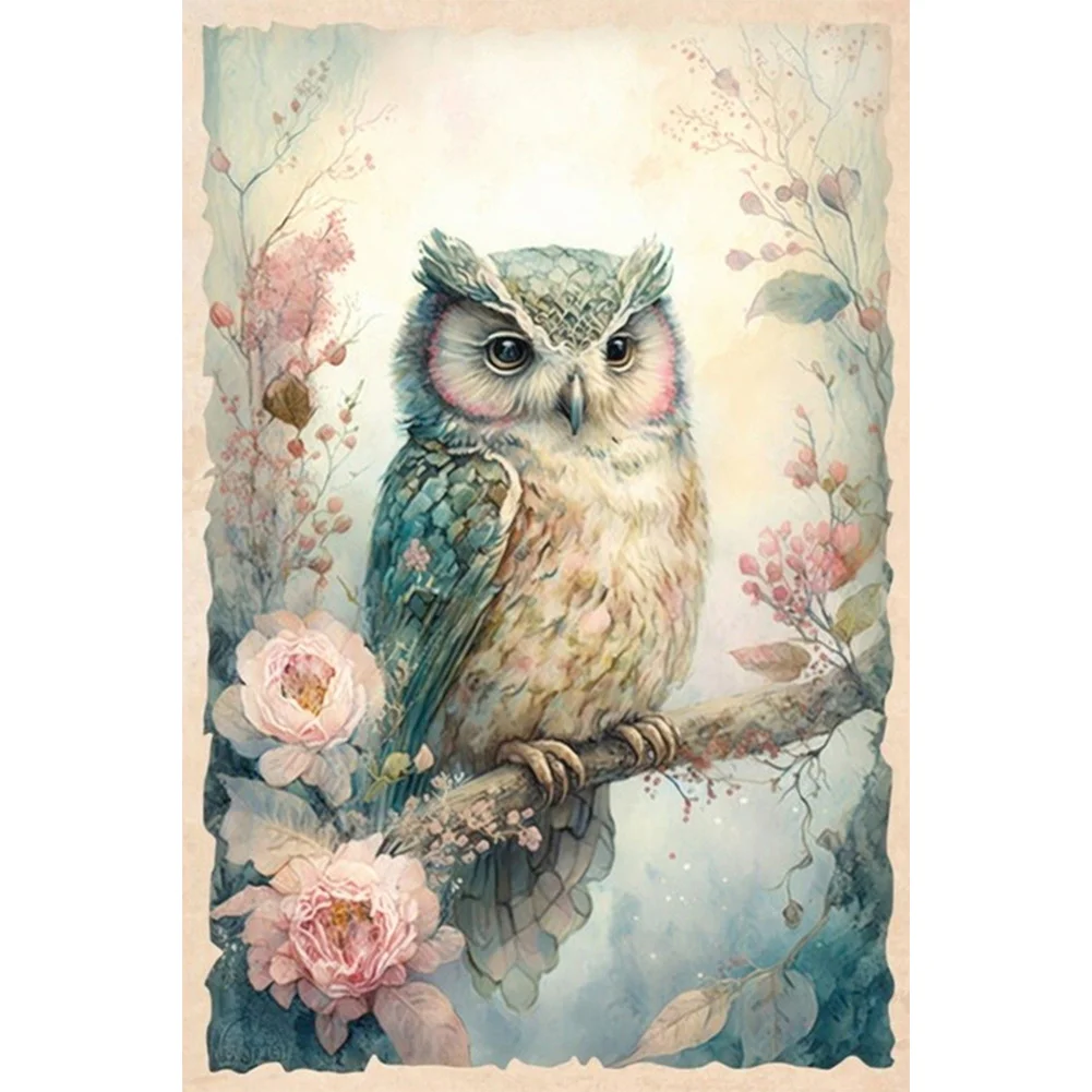 Diamond Painting - Full Round Drill - Flower Owl(Canvas|40*60cm)