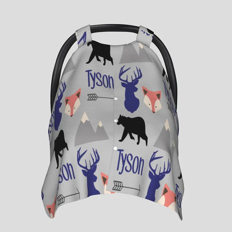 Personalized Baby Woodland Animals Car Seat Canopy for Comfort & Unique| C24
