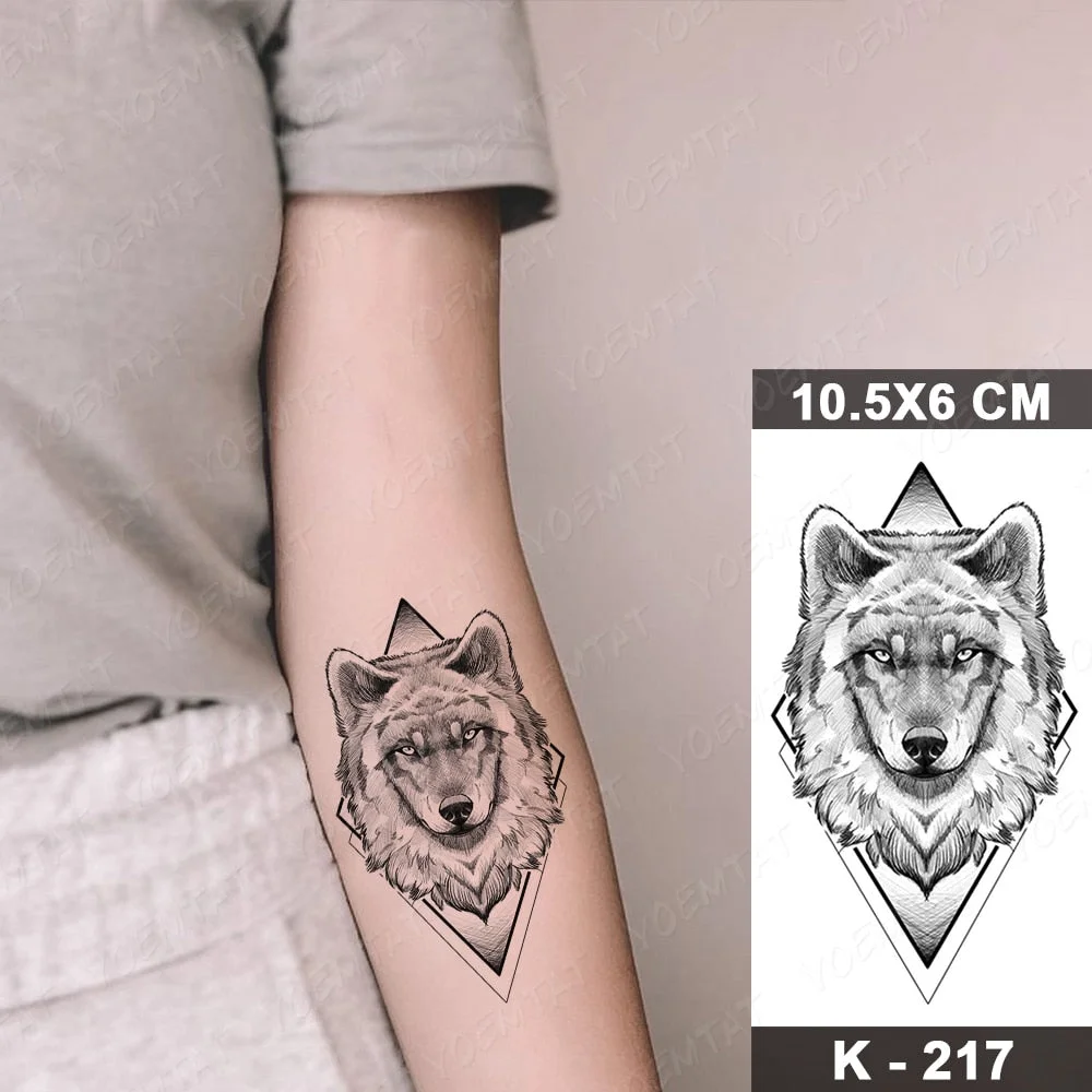 Waterproof Temporary Tattoo Sticker Starry Sky Galaxy Lion Flash Tatoo Wolf Fox Owl Arm Wrist Fake Tatto For Body Art Women Men