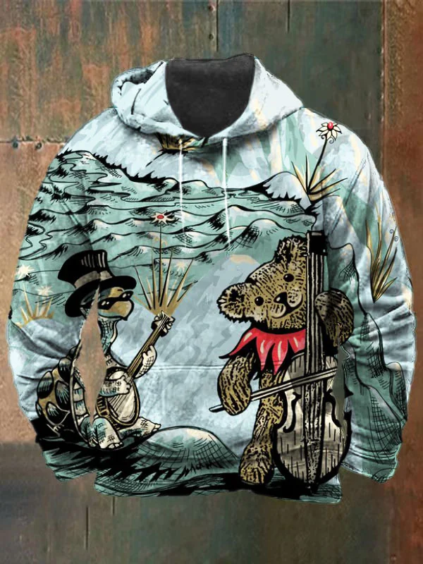 Unisex Bear Print Heavyweight Hoodies