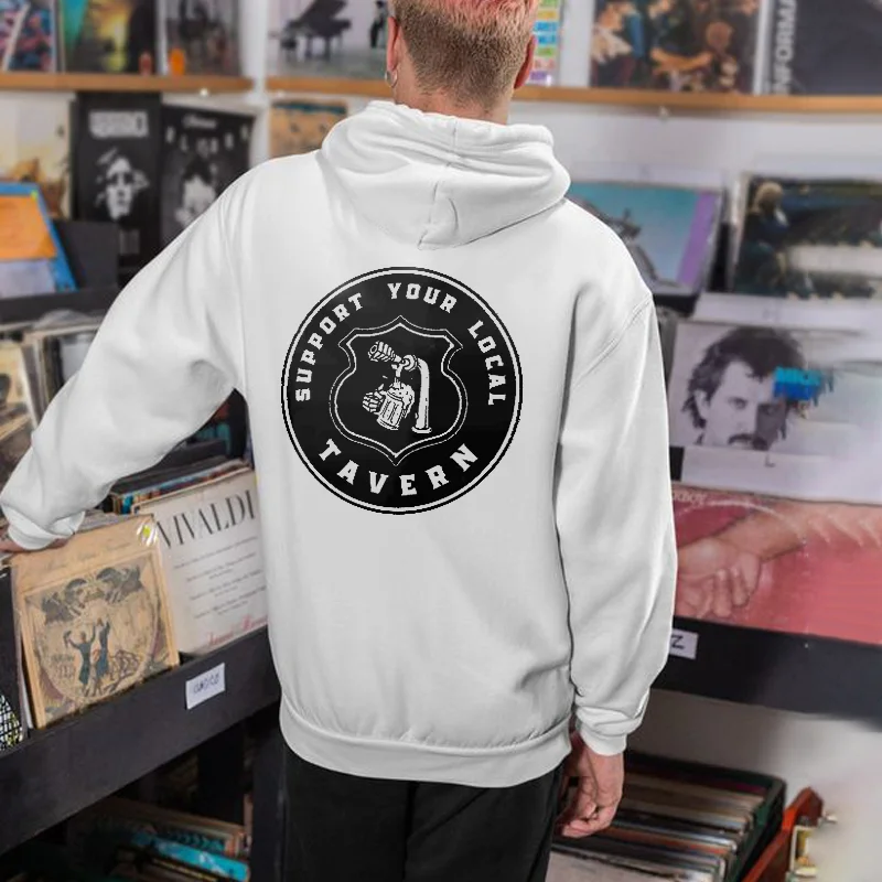 Support Your Local Tavern Print Men's Hoodie -  