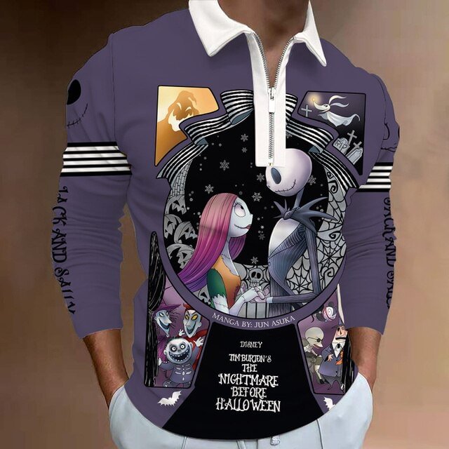 Men's Christmas Polo Shirt Long Sleeve Party