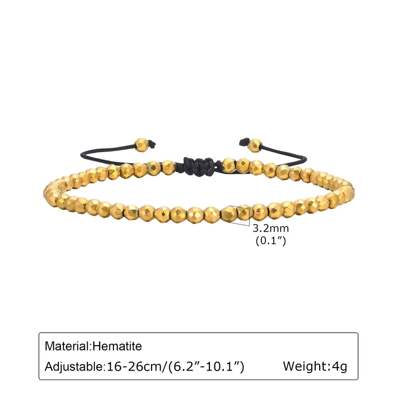 IG Style Geometric 18K Gold Plated Rope Haematite Bracelets Drawstring Bracelets