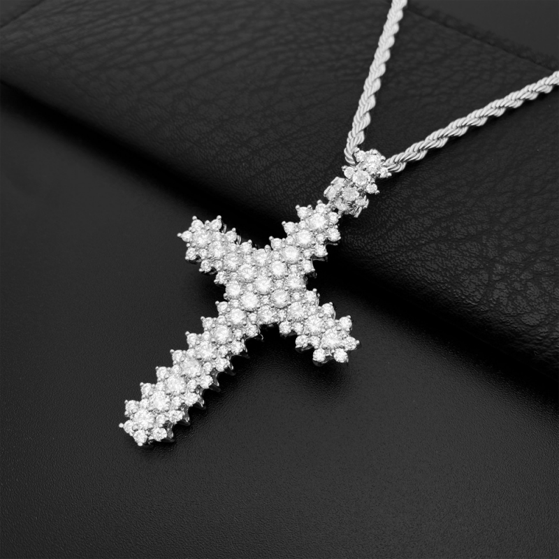 Hiphop Iced Out Cross Pendant Necklace-VESSFUL