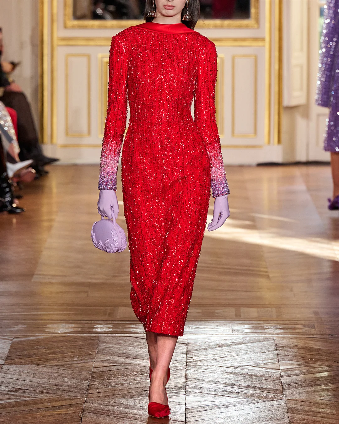Women' Round Neck Long Sleeve Sequin Dress ​