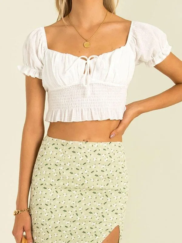 White fabric crop top