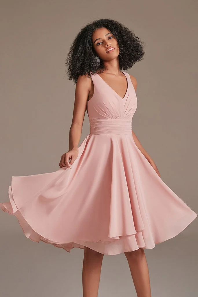 Miabel Sleeveless Dusty Pink Short Bridesmaid Dress