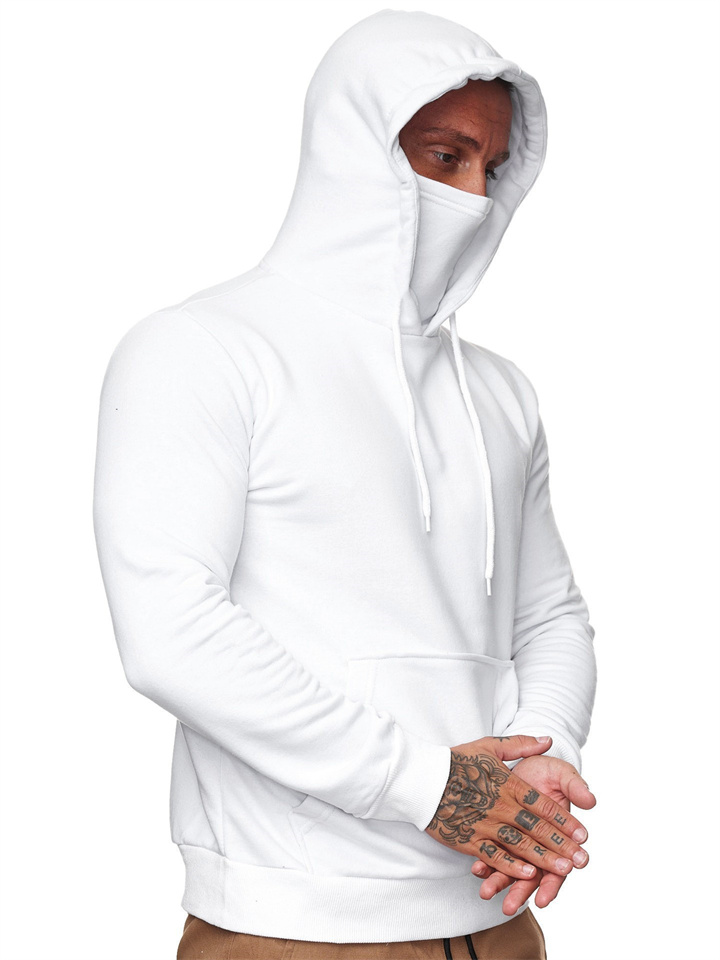 Sportswear Men's Hooded Long-sleeved Fleece Sweater Men's Mask Sweater