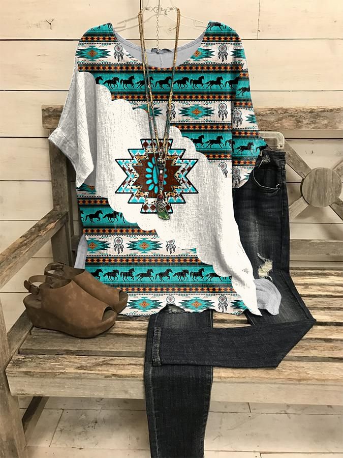 Western Ethnic Print Tops