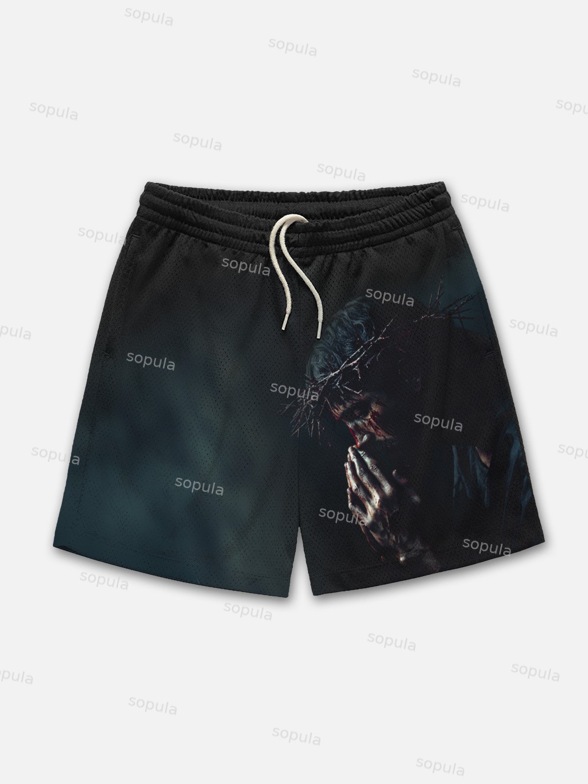 Jesus Prayer Graphic Mesh Shorts - SOPULA