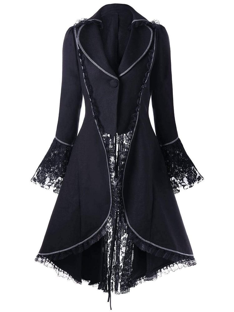 Lace Sleeve Waisted Tuxedo Coat