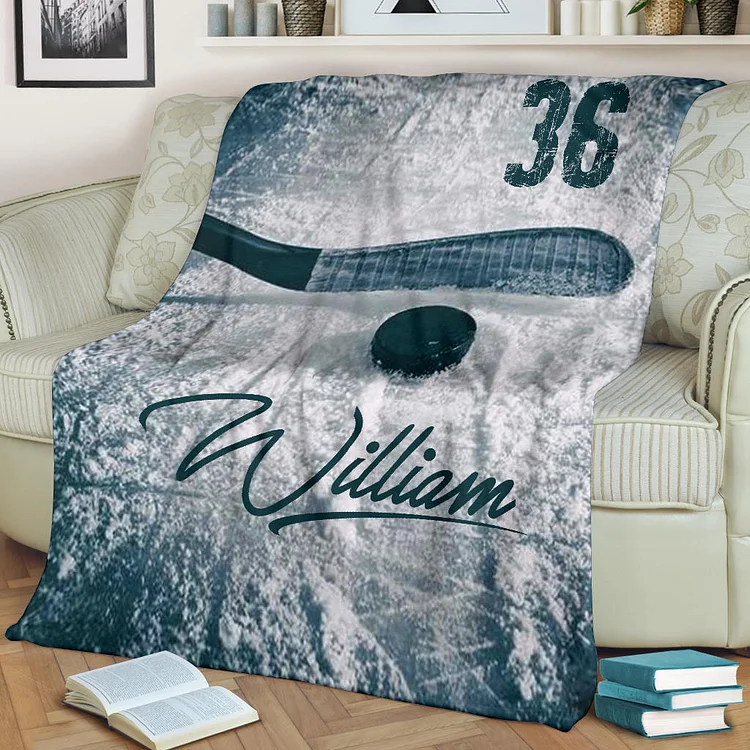 Personalized Hockey Blanket For Comfort & Unique|BKKid266[personalized name blankets][custom name blankets]