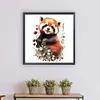 Red Panda Flowers-Full Round Diamond Painting 30*30CM