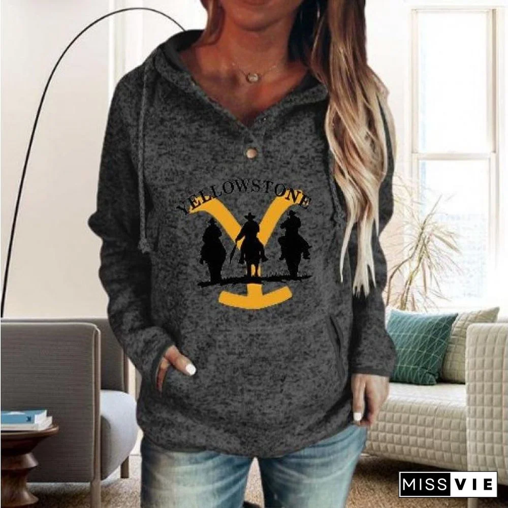 Printed Leisure Long Sleeve Hoodie