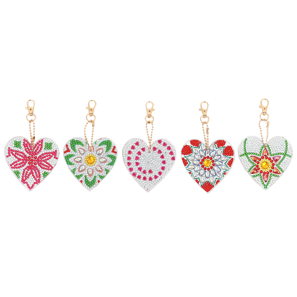 

5pcs Mandala Heart Double Sided - 5D DIY Craft Keychain, 501 Original