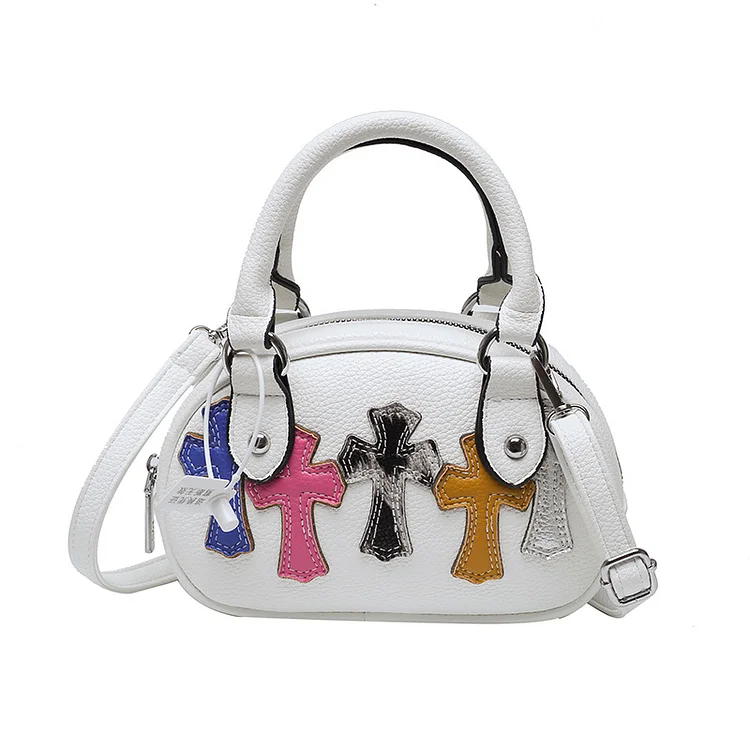 Gothic Dark Cross PU Bowling Bag Purse