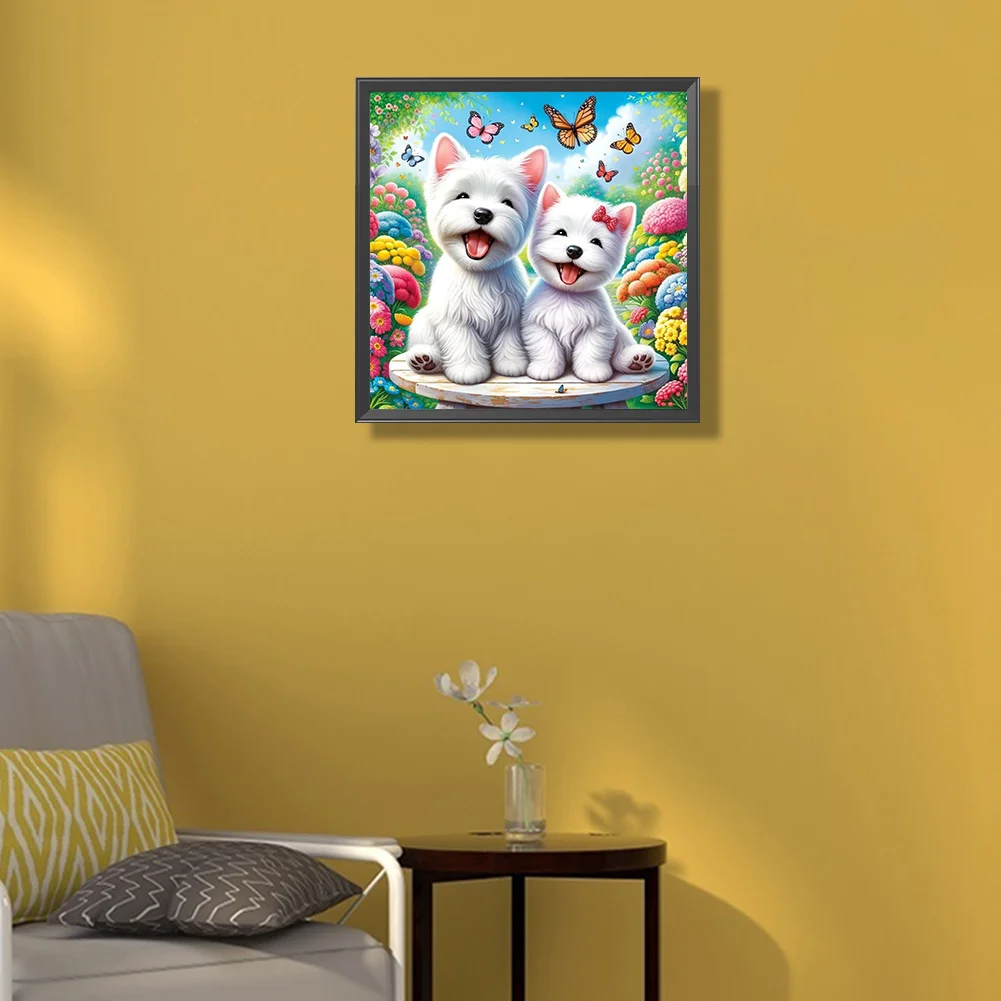 Happy Dog 40*60CM (Canvas) AB Round Drill Diamond Painting