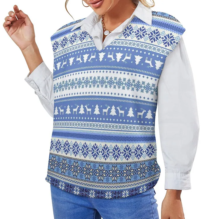 Personalized Design Women's Off Shoulder Sweater Vest Christmas