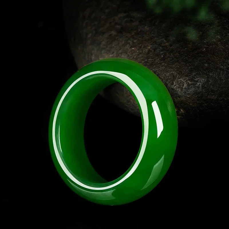 Natural Hetian Jade Ring - Biyu Jade for Couples, Unisex Lucky Turn Jade Band, Elegant and Timeless Design