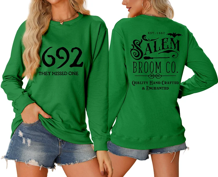 Womens Crewneck Sweatshirt 1692 they missed one Halloween Front and Back Print Holiday Sweatshirt