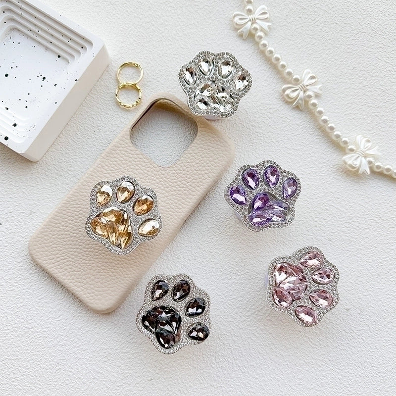 Cute Paw Print Plastic Rhinestone Universal Phone Cases