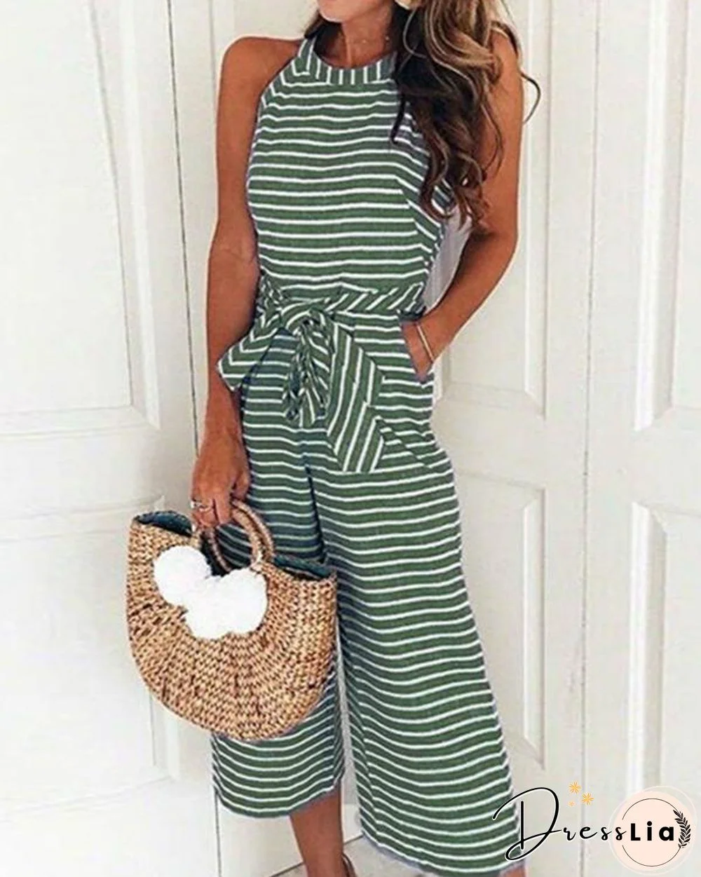 Striped Vacation Casual Jumpsuit