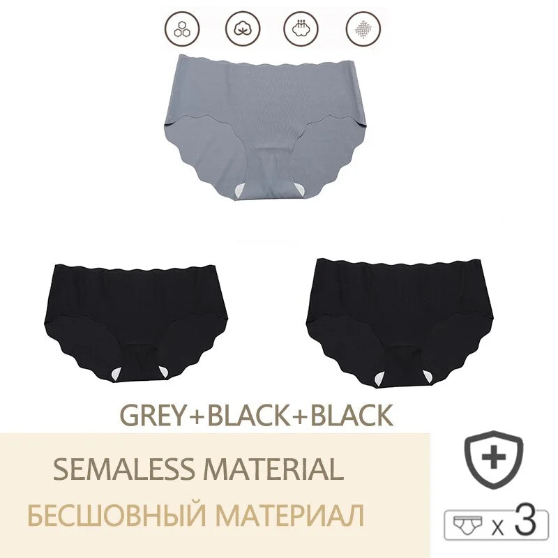 3PCS/Set Seamless Women's Pantys  Low Waisted Soft Underpants For GirlsLingerie Sexy Intimates Woman Comfortable Briefs M-XL