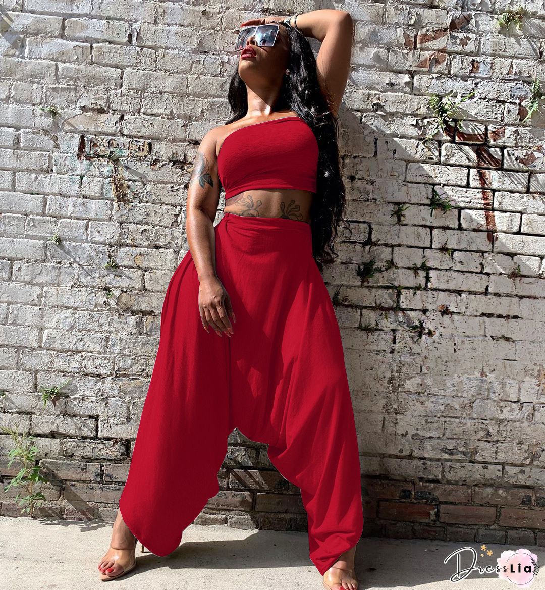 Backless Crop Top & Bootcut Pants Set