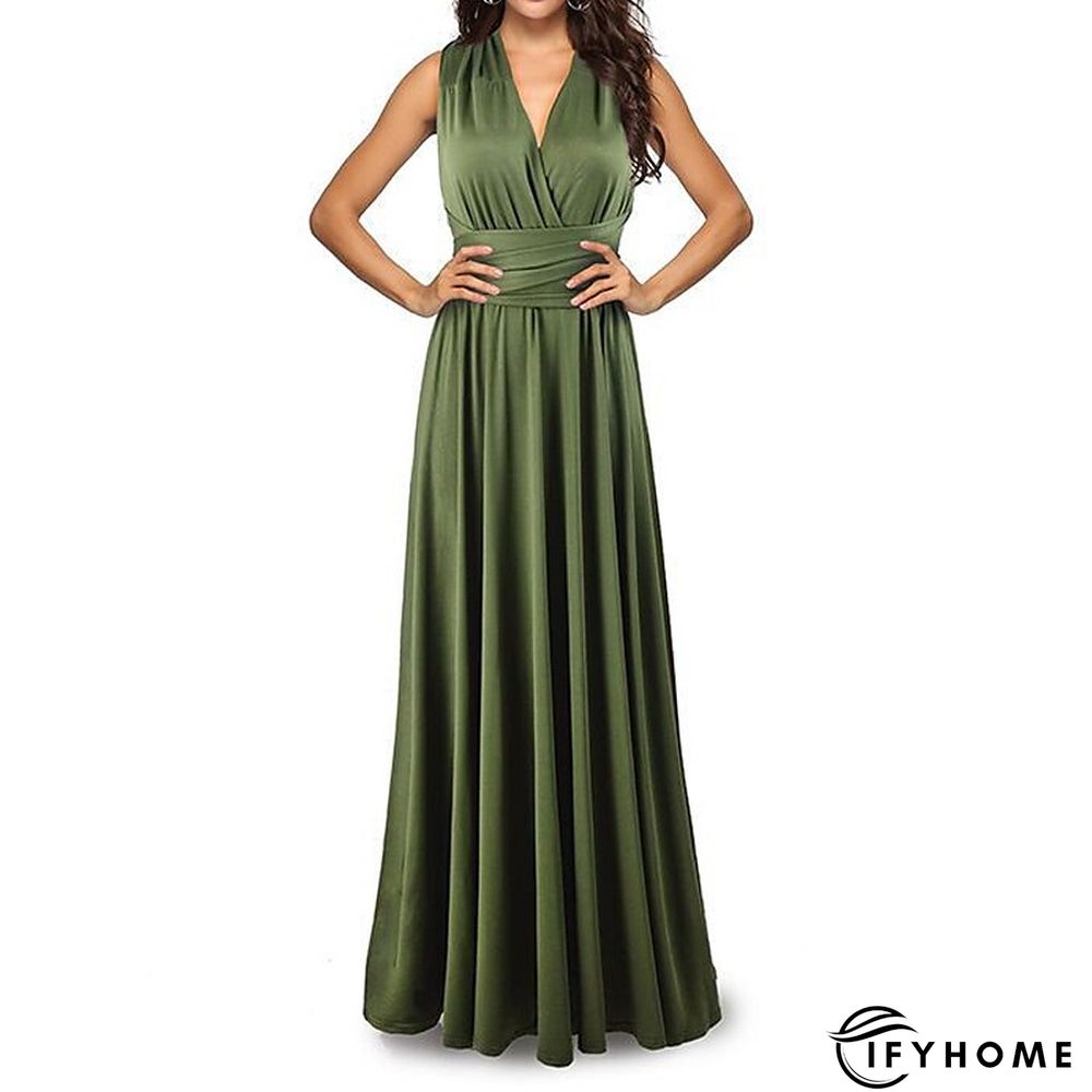 Women‘s Prom Party Dress Swing Dress Long Dress Maxi Dress Green Black Blue Sleeveless Pure Color Backless Spring Summer V Neck Party S M L XL | IFYHOME