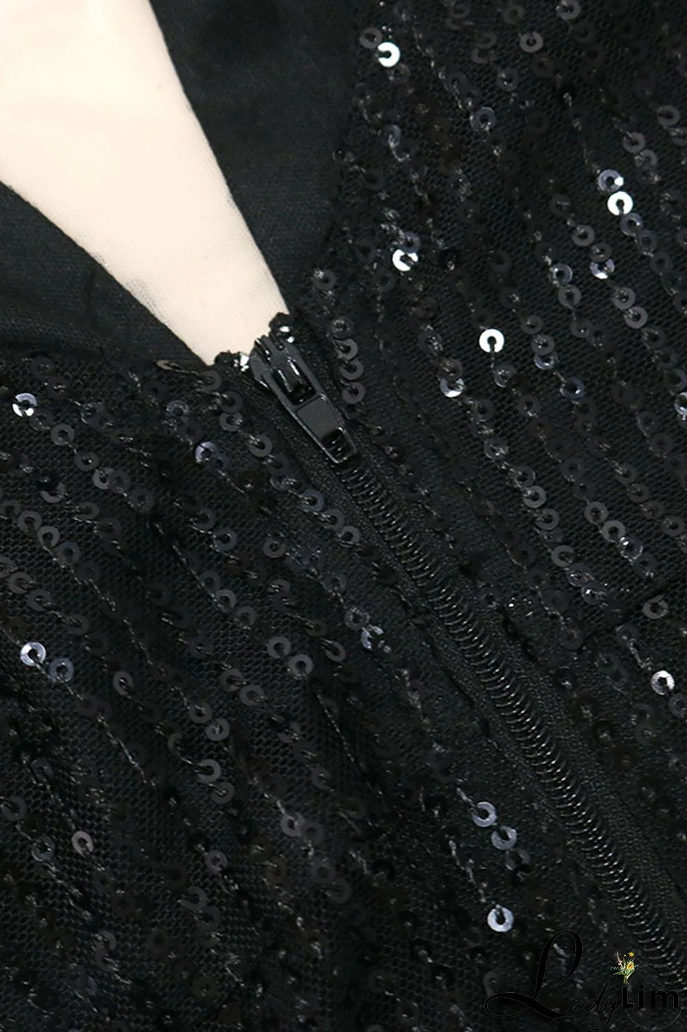 Black Elegant Solid Tassel Sequins Split Joint V Neck Irregular Dress Dresses