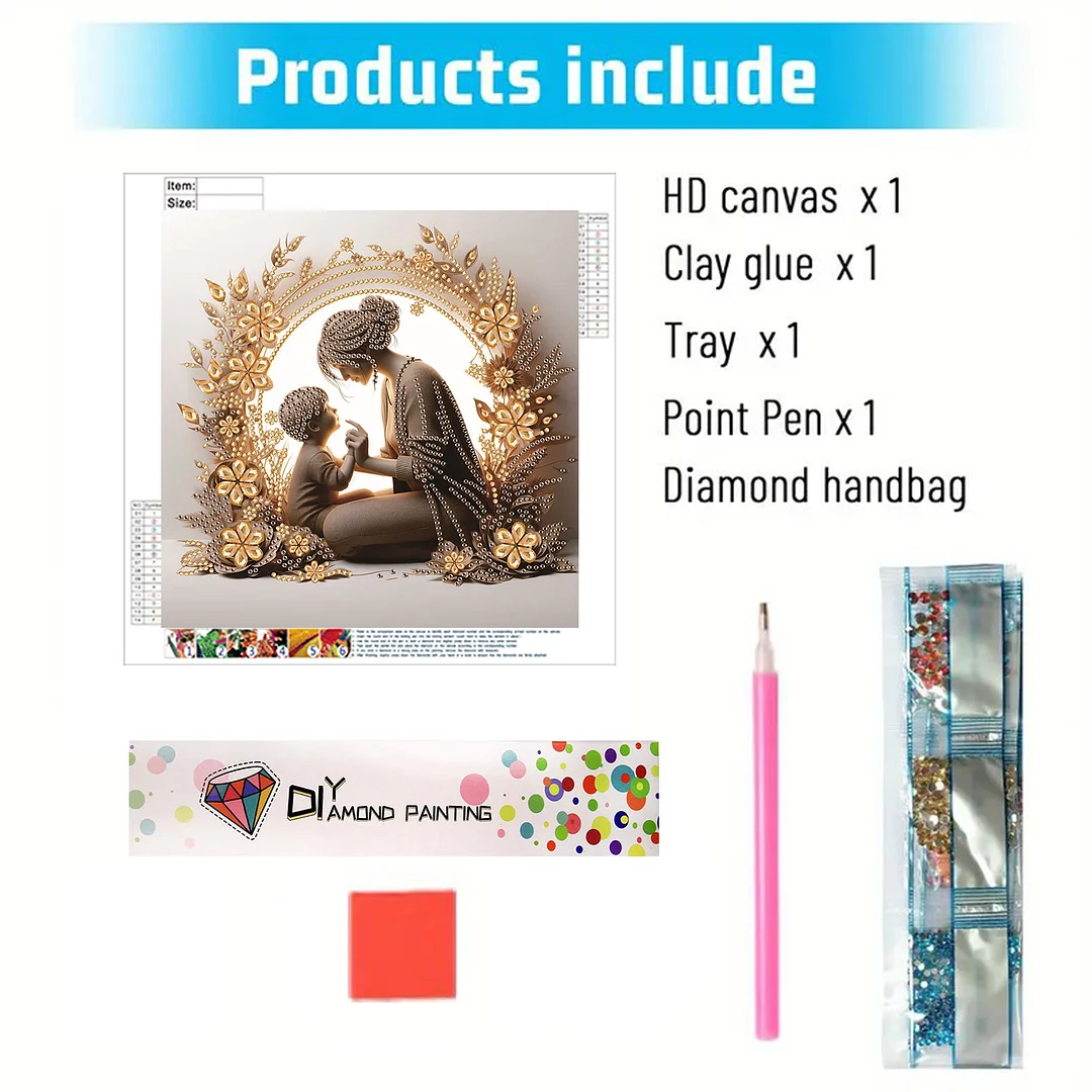 Diamond Painting - Partial Special Shaped Drill - Golden Mother Love(Canvas|30x30cm)
