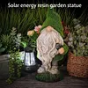 Flocked Gnome Statue with Solar Light Outdoor Gnome Decoration for Outdoor Decor