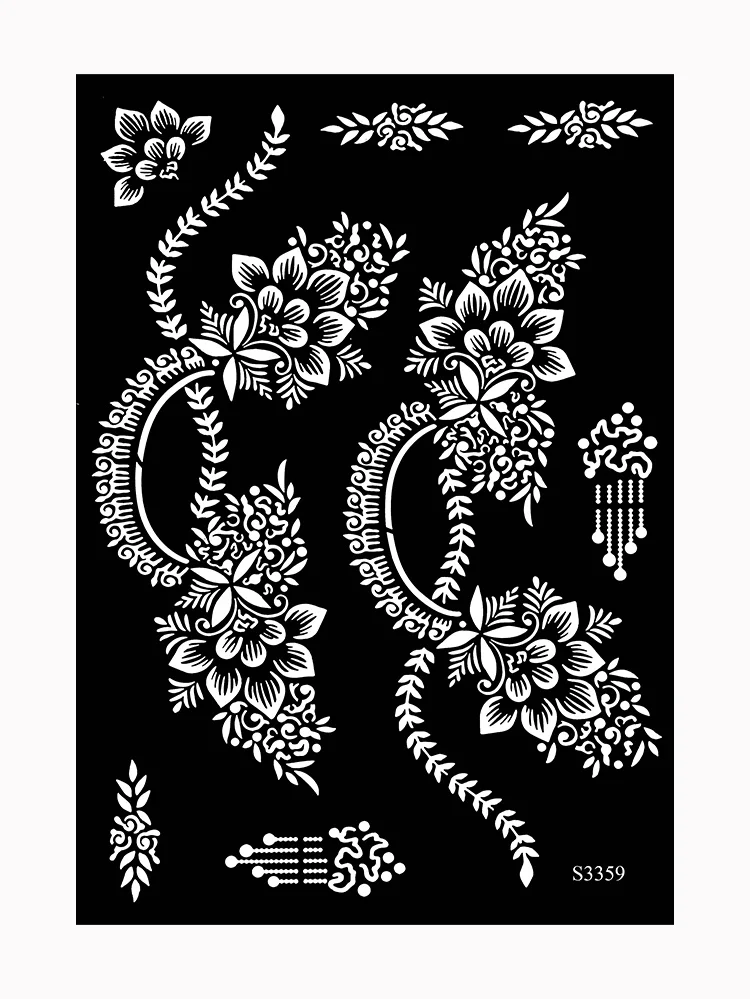 Sdrawing Drawing Henna Template for Hand Henna Tattoo Stencil Flower Tattoo Design for Women Wedding Festival Party Tatoo Tools