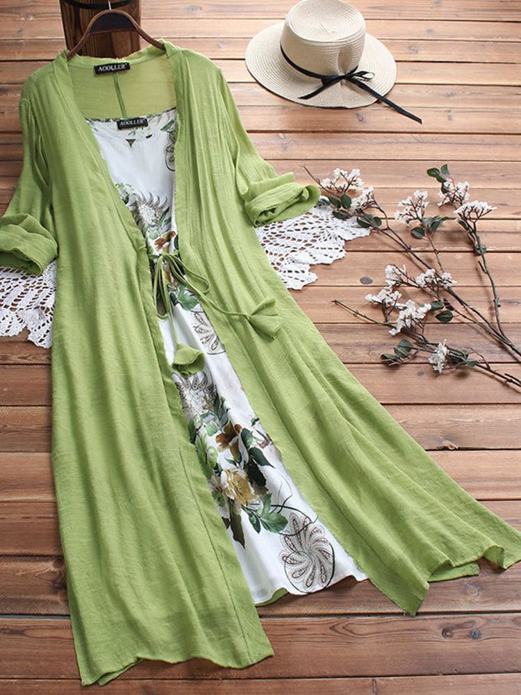Casual Printed Drawstring Two Pieces Set Dress