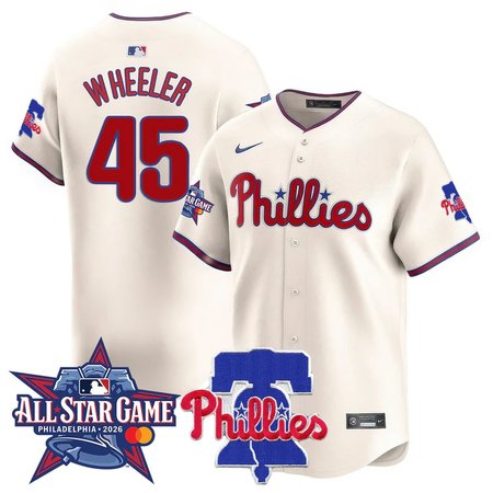 Men's Philadelphia Phillies #45 Zack Wheeler Cream 2026 MLB All-Star Jersey