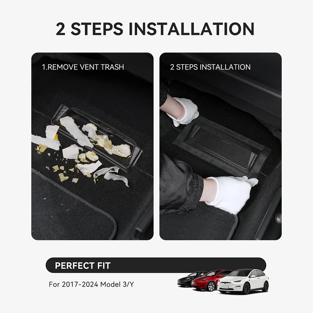 YONZEE Backseat Air Vent Cover, 2-Pack Rear Seat Airflow Outlet Protector with Upgraded Mesh and Velcro for Tesla Model 3/Y