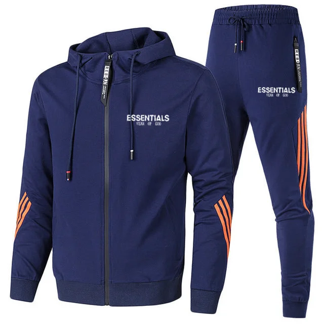 ESSENTIALS Men's Cardigan Zip Sports Two-Piece Set