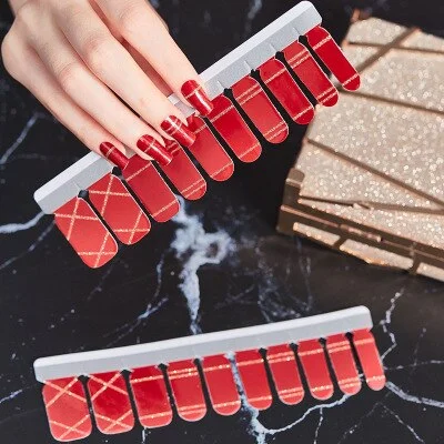 Red Bronzing Fashion Nail Art Stickers Collection Manicure DIY Nail Polish Strips Wraps for Party Decor