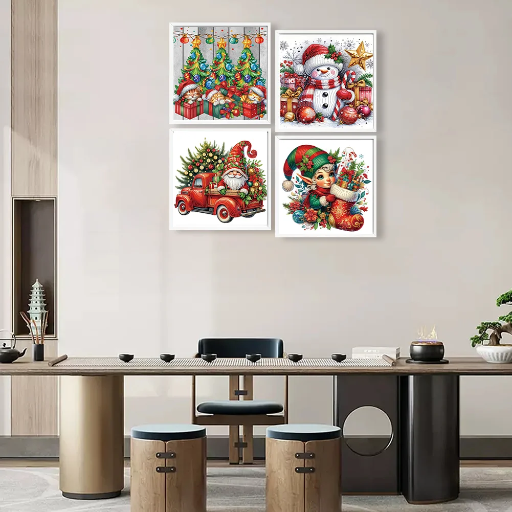 4pcs Diamond Painting - Partial Special Shaped Drill - Christmas(Canvas|40*40cm)