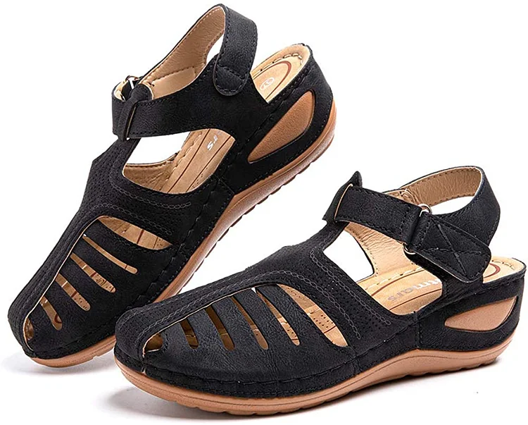 Sale\Blue	UK7\ Brown UK10\Black UK10(43)-UK11(44)\Red  UK5(38)-UK6(39)-UK11(44)\ Womens Summer Hollow Closed Toe Wedge Casual Sandals  Stunahome.com