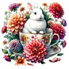 Kaninchen und Dahlie - Rundbohrer Diamantmalerei - 40*40cm