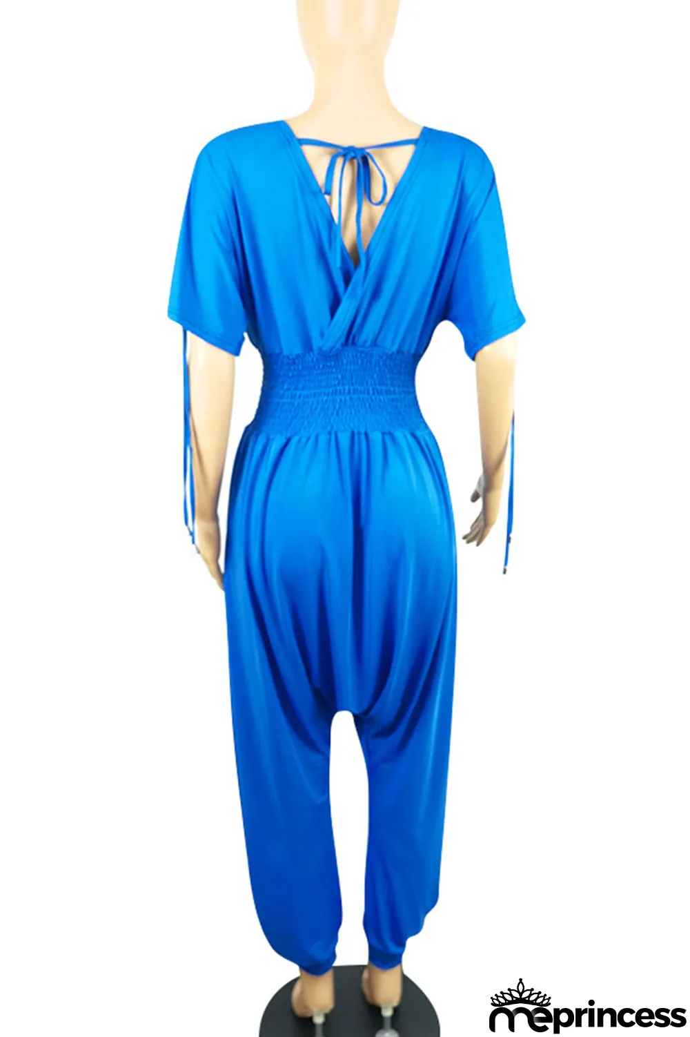 Tangerine Casual Solid Split Joint Frenulum V Neck Loose Jumpsuits