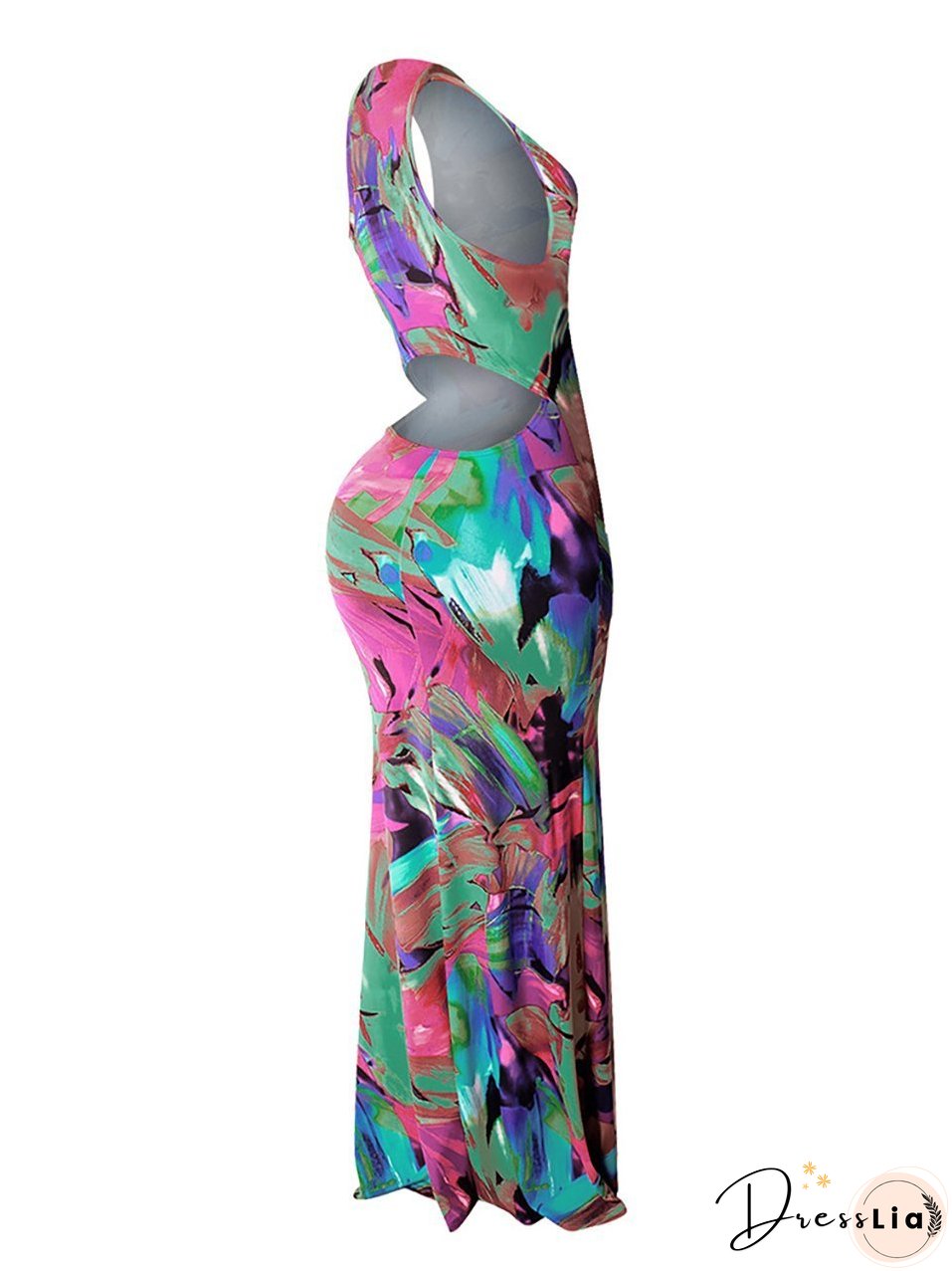 Slim Print Beach Evening Maxi Dress for Women