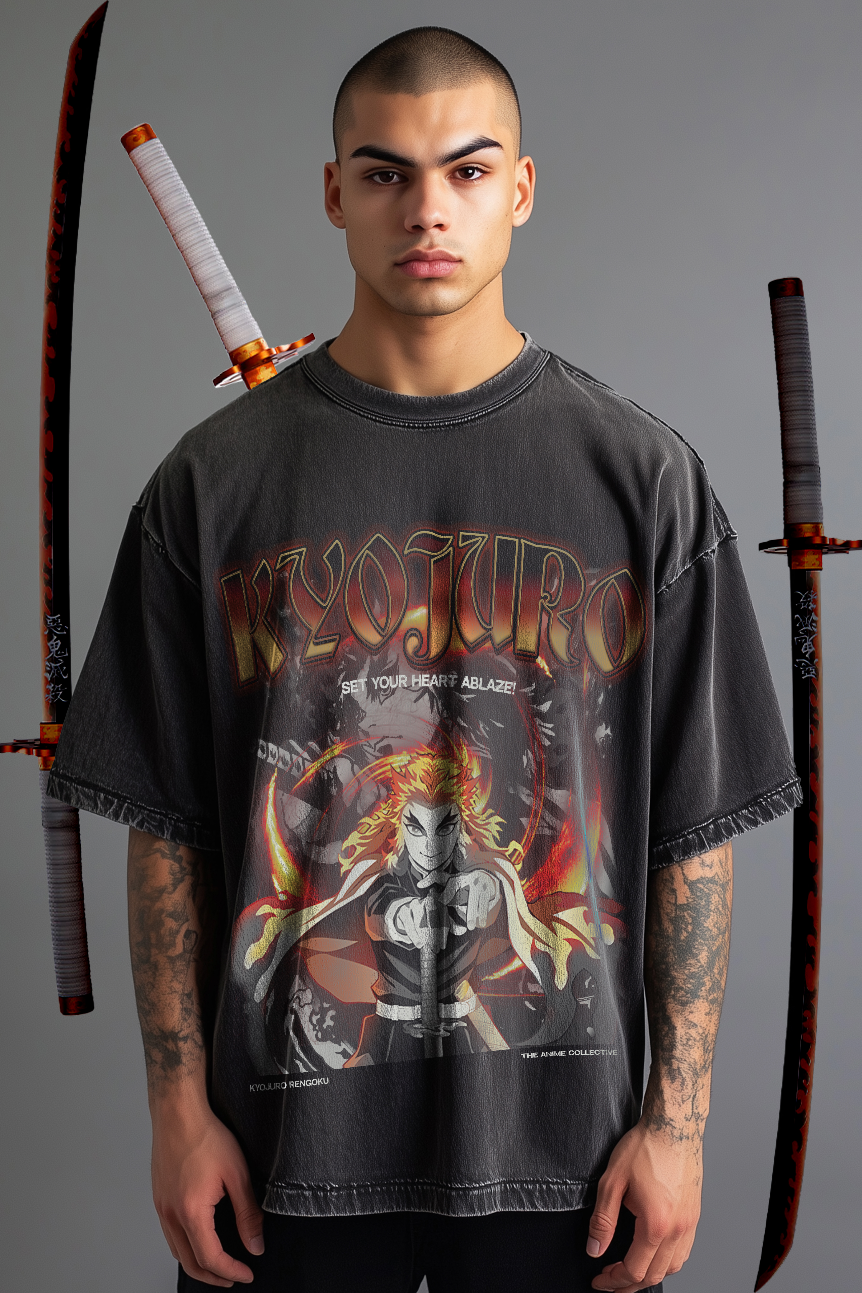 Kyojuro Rengoku Vintage Oversized T-Shirt | Demon Slayer
