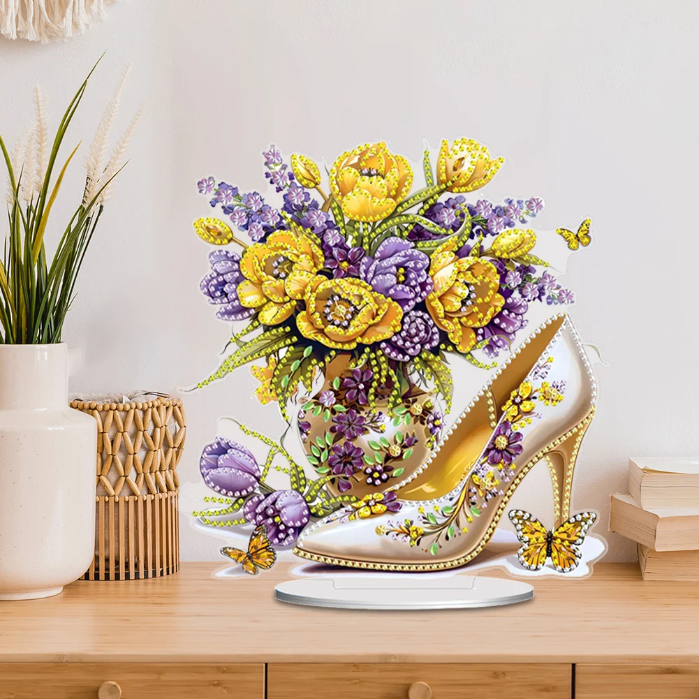 DIY High Heels Bouquet Acrylic Table Top Diamond Painting Ornament Kits for Beginner