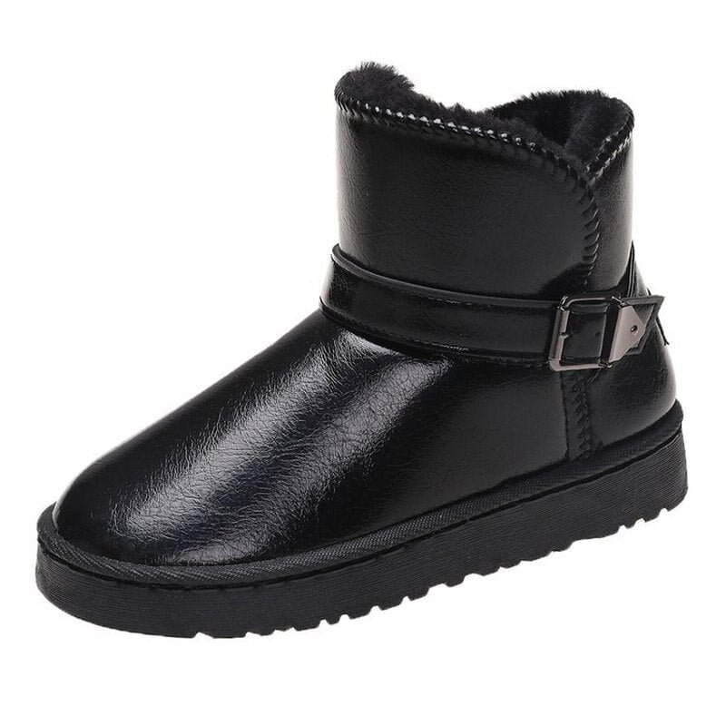 2021 Women's New Winter Plus Velvet PU Waterproof Mid-tube Boots Thickened Warm Snow Boots Women's Cotton Shoes Tide