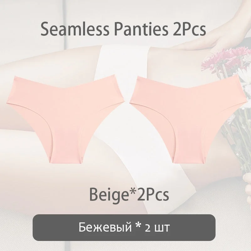 FINETOO 1/2Pcs Seamless Panties Women Sexy V Waist Briefs M-2XL Plus Size Underwear Comfortable Ladies Underpants Lingerie 2021