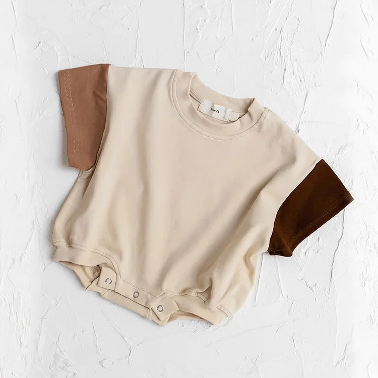 Baby Contrast Sleeve Crew Neck Bodysuit
