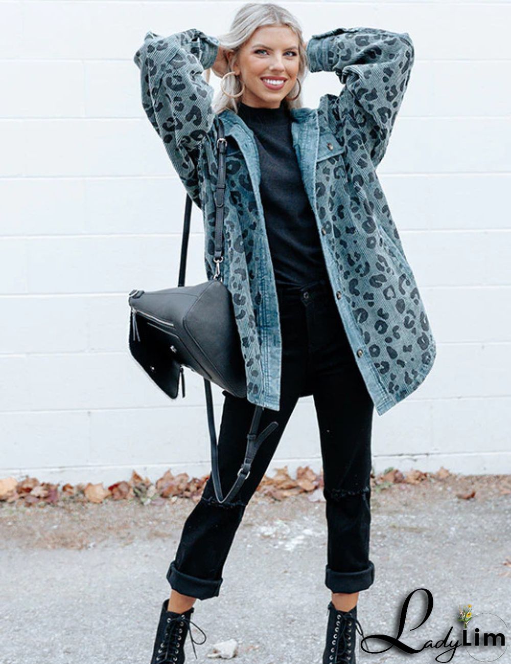 Women Fashion Casual Leopard Print Jacket